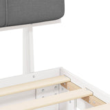 Bed Frame with Upholstered Headboard White and Light grey 877453