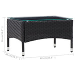 ZNTS Coffee Table Black 60x40x36 cm Poly Rattan 45907