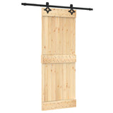 Sliding Door Natural and Black 80 x 210 cm Solid Pine Wood 3445047