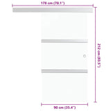 ZNTS Sliding Door ESG Glass and Aluminium 90x212 cm Silver 288053