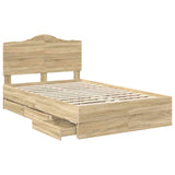 Bed Frame with Drawer Sonoma Oak 120 x 190 cm Engineer Wood 3413438