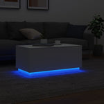 ZNTS Coffee Table with LED Lights White 90x50x40 cm 839875