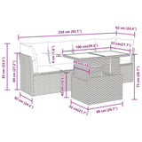 5 Piece Garden Sofa Set with Cushions Grey Poly Rattan Acacia 3326092