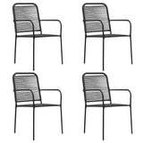 312156 Garden Chairs 4 pcs Cotton Rope and Steel Black
