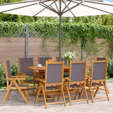 Reclining Garden Chairs 8 pcs Anthracite Fabric and Solid Wood 3214543