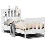 ZNTS Bed Frame without Mattress White 90x190 cm Single Solid Wood Pine 3323282