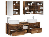 Bathroom Furniture Set 5 pcs Old Wood Engineered Wood and Glass 3407093