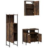 3 Piece Bathroom Furniture Set Smoked Oak Engineered Wood 3214817