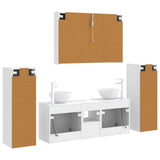 Bathroom Furniture Set 6 pcs White Engineered Wood and Glass 3407151