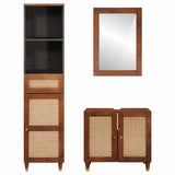 Bathroom Cabinet 3 pcs Brown and Black Solid Mango Wood 3310172