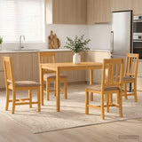 Dining Set 5 pcs Grey Solid Oak Wood 3430235