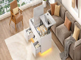 Lift-Top Coffee Table, High Gloss Centre Table with 2 drawers & LED lights, Lifting Sofa Side Table, N605P439616W