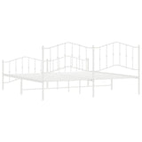 Metal Bed Frame without Mattress with Footboard White 200x200cm 373863