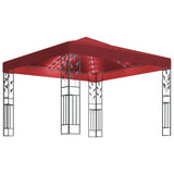 ZNTS Gazebo with LED String Lights 3x3 m Wine Red 3070297