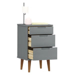 ZNTS Bedside Cabinet MOLDE Grey 40x35x65 cm Solid Wood Pine 350500