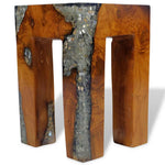 Stool Solid Teak Wood and Resin 243470