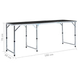 Foldable Camping Table Grey Aluminium 180x60 cm 48175