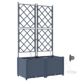 Garden Planter 2 pcs Grey 80 x 40 x 142 cm Plastic 42002874