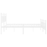 Metal Bed Frame without Mattress with Footboard White 150x200cm 373760