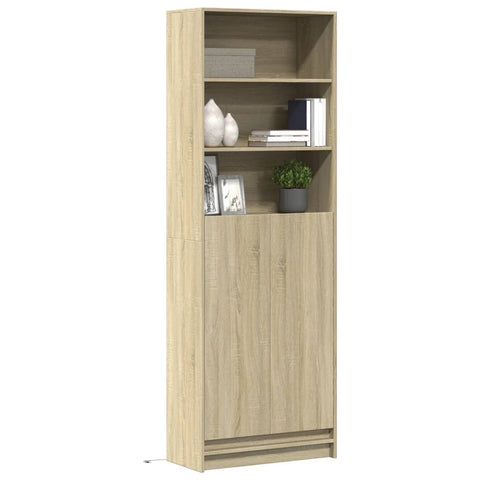 Highboard with LED Sonoma Oak 69x32.5x200 cm Engineered Wood 3307907