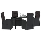 Garden Dining Set with Cushion 5 pcs Black Poly Rattan 3379522