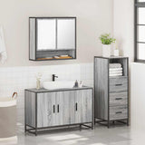 3 Piece Bathroom Furniture Set Grey Sonoma Engineered Wood 3301043