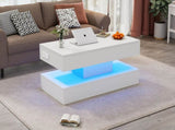 Modern Coffee Table with LED Lighting and Hidden Storage Space - Side Table with Hydraulic Lift, N605P417277W