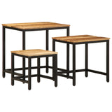 ZNTS Nesting Side Tables 3 pcs Solid Rough Wood Mango 376042