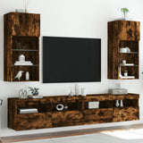 TV Cabinets with LED Lights 2 pcs Smoked Oak 40.5x30x90 cm 837052