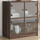 Side Cabinet with Glass Doors Brown Oak 68x37x75.5 cm 836384