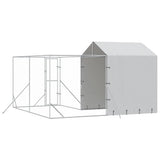 Outdoor Dog Kennel with Roof Silver 4x4x2.5 m Galvanised Steel 3190478