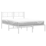 Metal Bed Frame without Mattress with Headboard White 150x200cm 372230