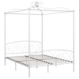 Bed Frame without Mattress with Canopy White 160x200 cm Metal 284472