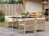 5 Piece Garden Dining Set with Cushions Beige Poly Rattan 3210718