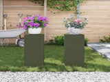 Plant Stand 2 pcs Olive green 24 x 24 x 55 cm Steel 865816