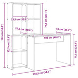Desk with Shelf Black Oak 138.5 x 55 x 143 cm Engineered Wood 3337250