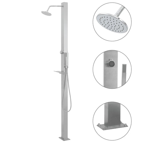 ZNTS Outdoor Shower Stainless Steel Straight 48198