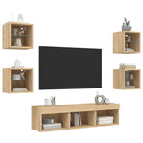 7 Piece TV Wall Units with LED Sonoma Oak Engineered Wood 3216585