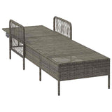 Sun Lounger Grey and Navy Blue 55 x 200 x 92 cm Poly Rattan 365431