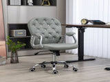 Office Chair Ergonomic 360&deg Swivel PU Diamante Padded Base 5 Castor Wheels for Home Work Grey T3398P344758