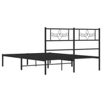 ZNTS Metal Bed Frame without Mattress with Headboard Black 160x200cm 355270