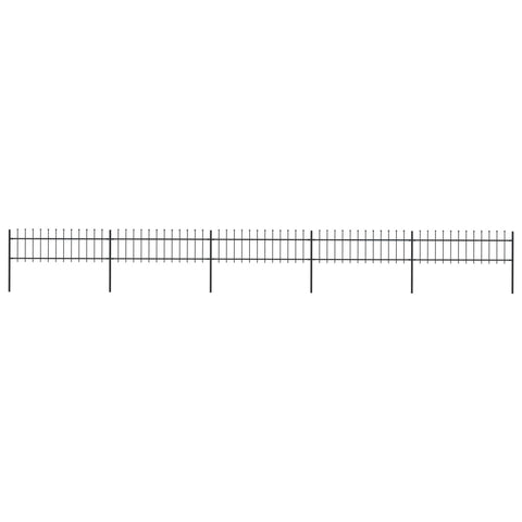 ZNTS Garden Fence with Spear Top Steel 8.5x0.6 m Black 277597