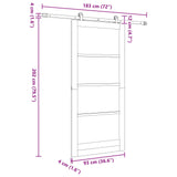Sliding Door 93 x 202 cm Engineered Wood White and Black 3450006