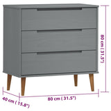 Drawer Cabinet MOLDE Grey 80x40x80 cm Solid Wood Pine 350506