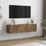 TV Wall Cabinet Smoked Oak 120x30x30 cm Engineered Wood 815099