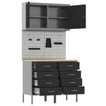 Work Bench with Drawer 5 pcs Black 100 x 55 x 200 cm Steel 3321420
