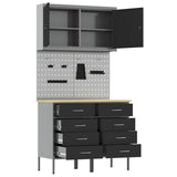 Work Bench with Drawer 5 pcs Black 100 x 55 x 200 cm Steel 3321420