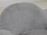 Makeup Vanity Chair, Cute Fluffy Desk Chair with Rolling Wheels for Bedroom Living Room, Grey T3398P378122