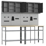 Work Bench Set with Shelf with Storage 8 pcs Grey Steel 3321502