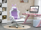 Racing Gaming Chair, Reclining PU Leather Computer Chair with Removable Rabbit Ears, Footrest, T3398P330504